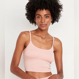🆕 Old Navy Women’s Rib-Knit Ribbed Brami Bra Top Fleur De Sel Light Pink Large L